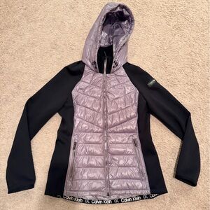 Calvin Klein Black and Purple Puffer Jacket